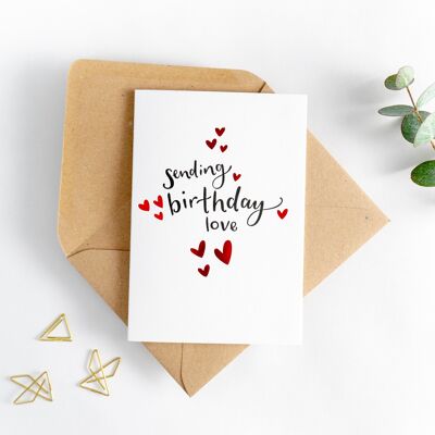 Envío de tarjeta de papel de aluminio caliente de amor de cumpleaños