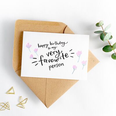 Tarjeta de lámina caliente de feliz cumpleaños a mi persona favorita