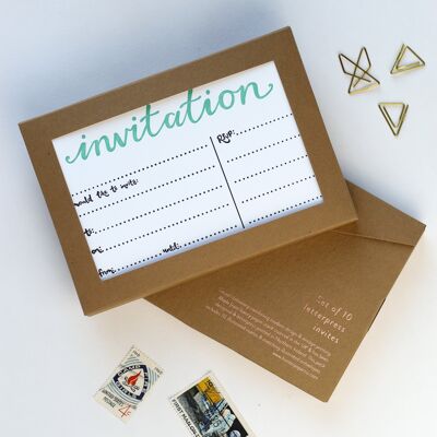 Invitation Lot de 10 invitations typographiques