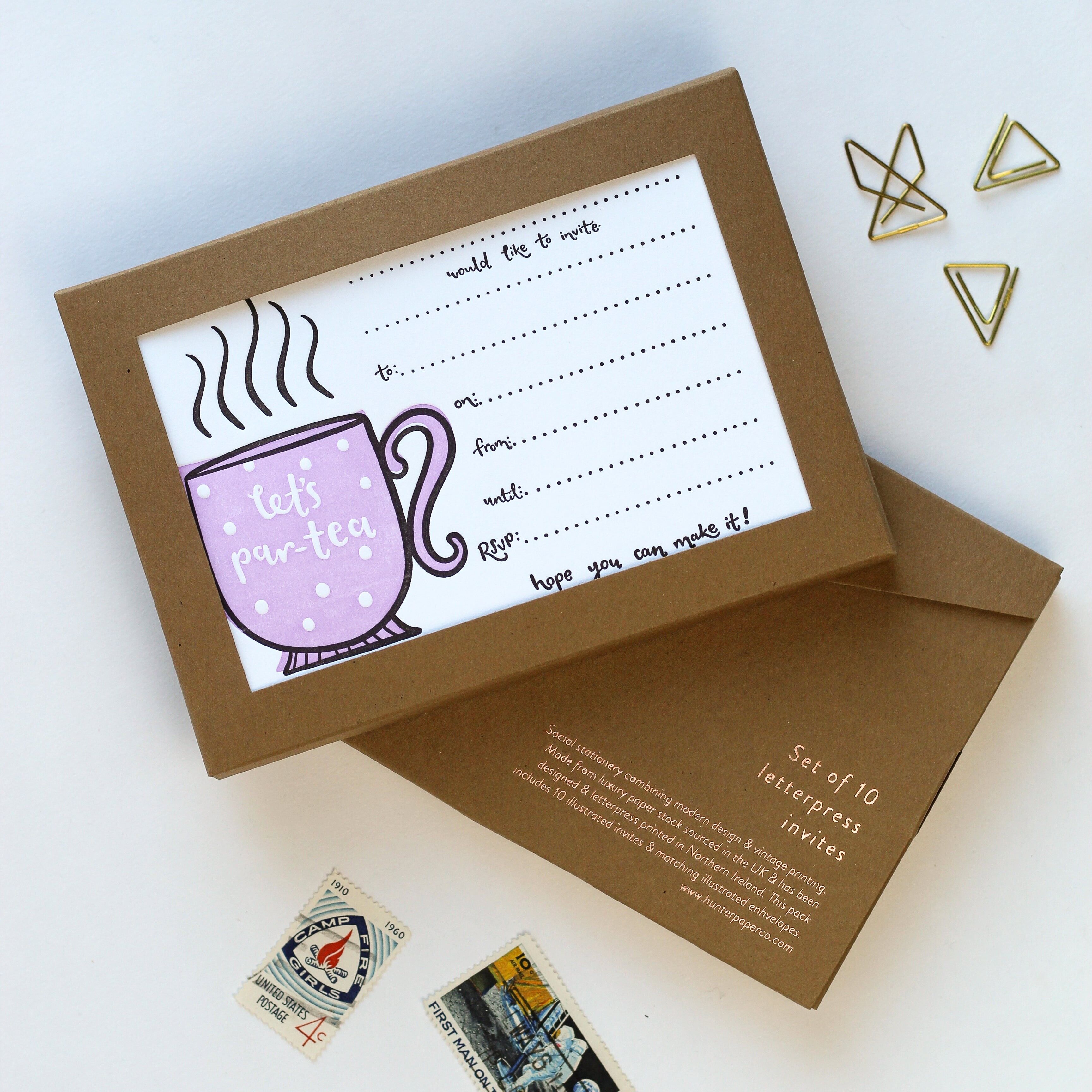 Let's Par-tea Set di 10 inviti tipografici