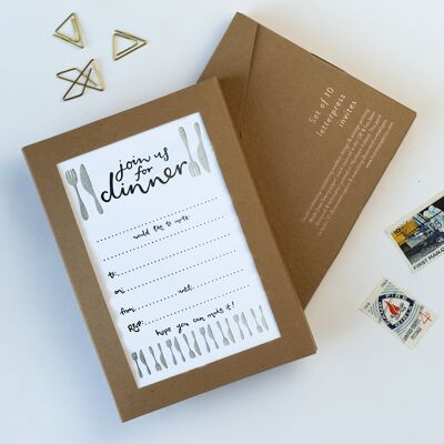 Join Us For Dinner Set of 10 Letterpress Invitations