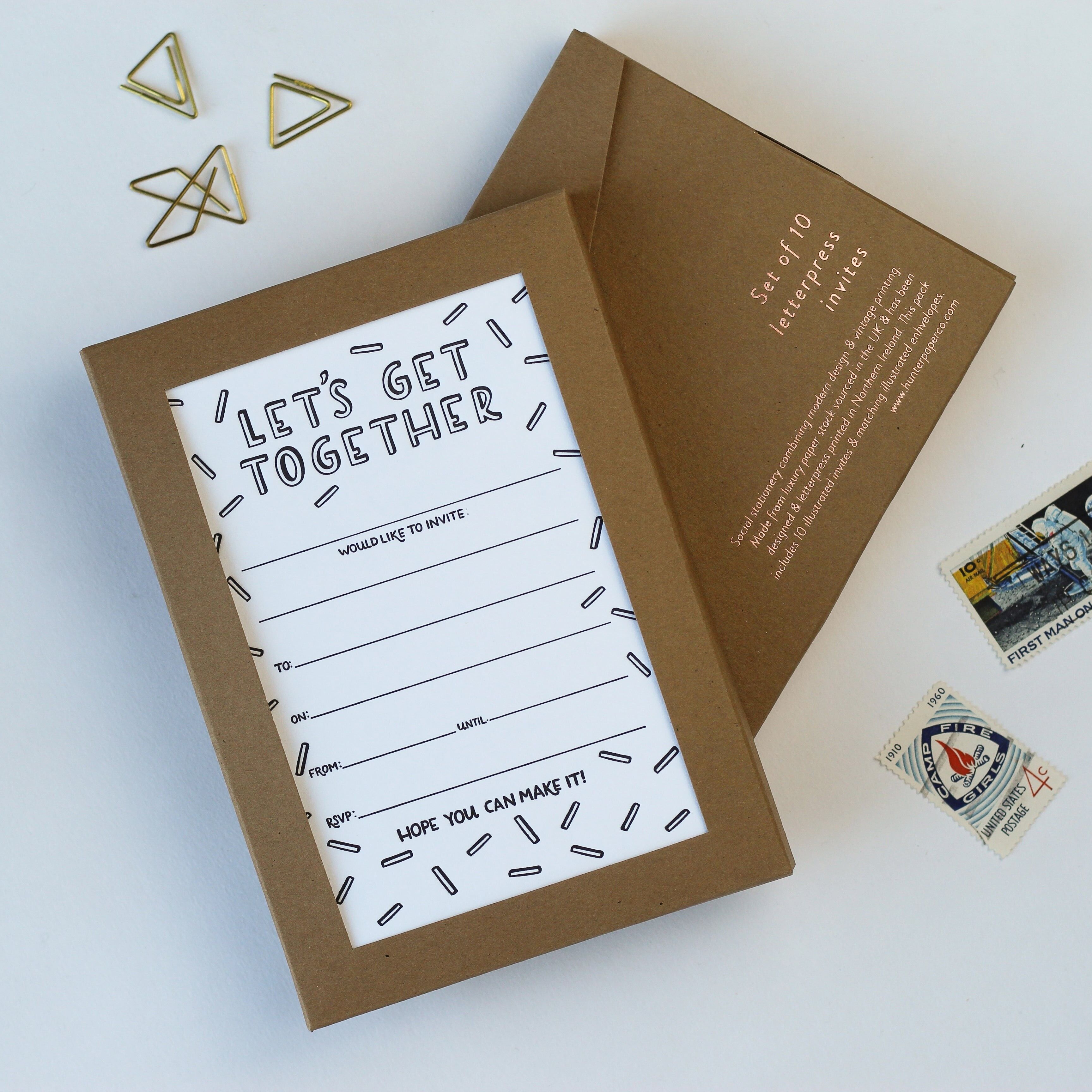 Let's Get Together Set di 10 inviti tipografici