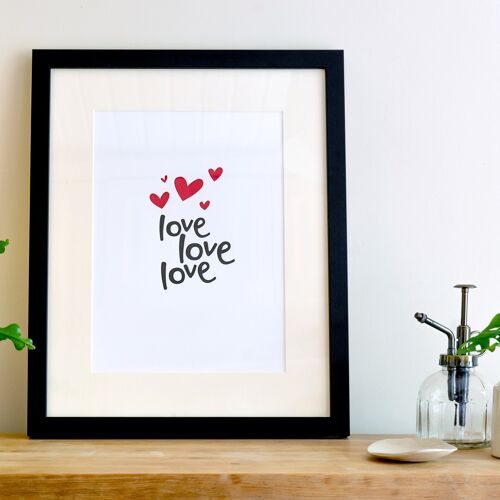 Love Love Love A4 Letterpress Art Print