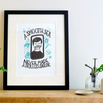 A Smooth Sea A4 Letterpress Art Print