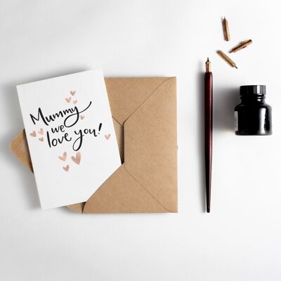 Mamá te amamos tarjeta tipográfica
