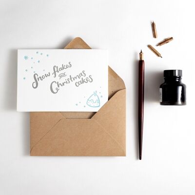 Snow Flakes & Christmas Cakes Letterpress Card