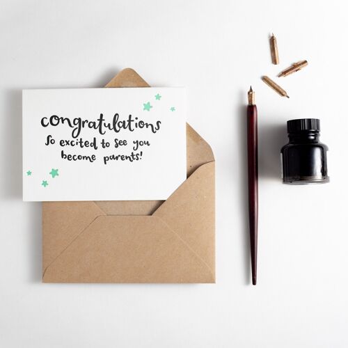 Congratulations, Excited To See You Become Parents Letterpress Card