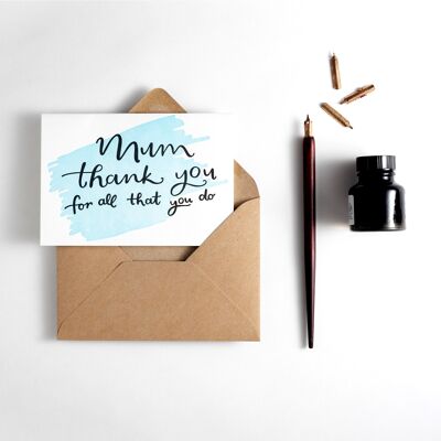 Mum Thank You For All That You Letterpress Karte