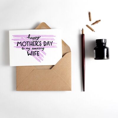 Esposa en tarjeta de tipografía del día de la madre