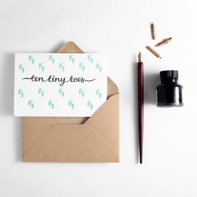 Ten Tiny Toes Mint Letterpress Card