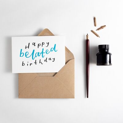 Tarjeta de tipografía de feliz cumpleaños tardío