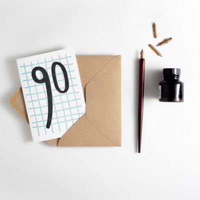 90 Tall Number Letterpress Card