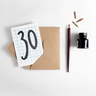 30 Tall Number Letterpress Card