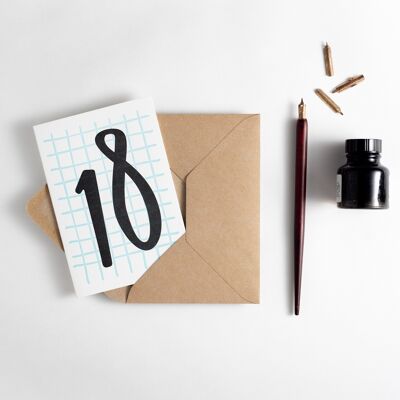 18 Tall Number Letterpress Card