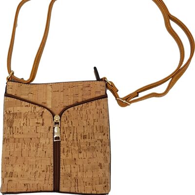 Natural cork handbag with shoulder strap yellow