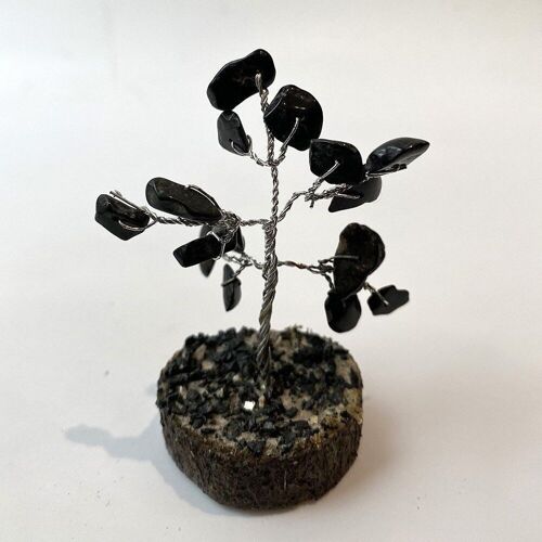 Micro Gemstone Tree, 15 Beads, 6cm, Black Agate