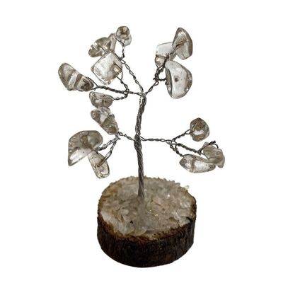 Mikro-Edelsteinbaum, 15 Perlen, 6 cm, klarer Quarz