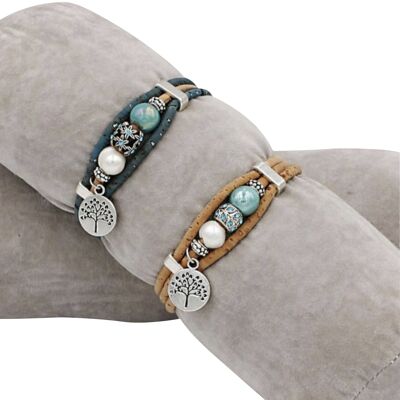 Assortment Cork bracelets "3 pearls"