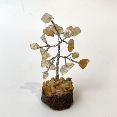 Albero di micro pietre preziose, 15 perline, 6 cm, citrino