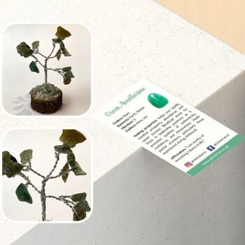 Micro arbre à pierres précieuses, 15 perles, 6 cm, aventurine verte 4