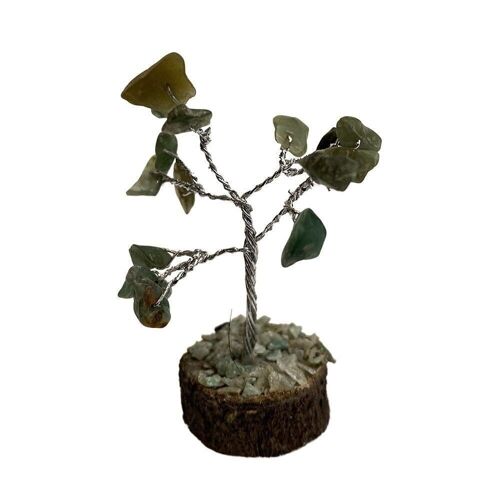 Micro Gemstone Tree, 15 Beads, 6cm, Green Aventurine