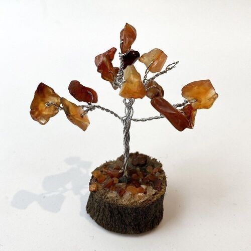 Micro Gemstone Tree, 15 Beads, 6cm, Red Carnelian