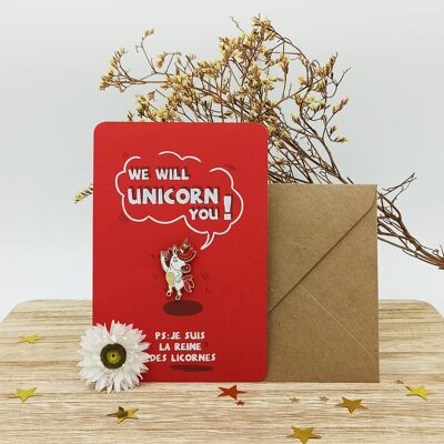 Stationery Card with Unicorn Pins