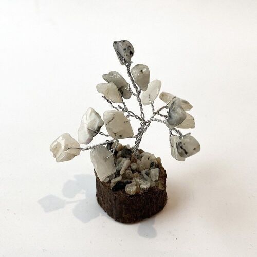 Micro Gemstone Tree, 15 Beads, 6cm, Rainbow Moonstone