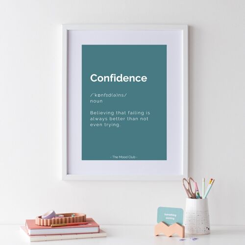 Positive confidence definition A3 poster motivational wall art print