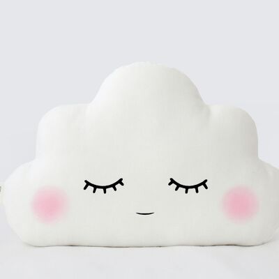 Schläfriges weißes Wolken-Kissen mit rosa Wangen