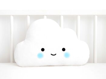 Coussin Nuage Blanc Yeux Ouverts Aux Joues Bleues