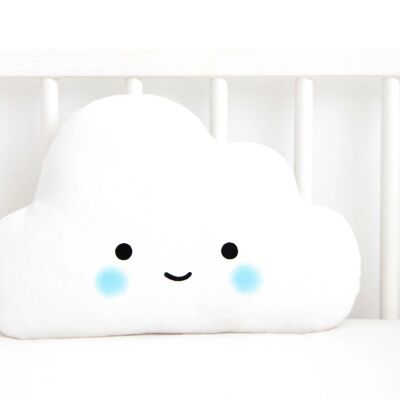 Open Eyes White Cloud Cushion With Blue Cheeks