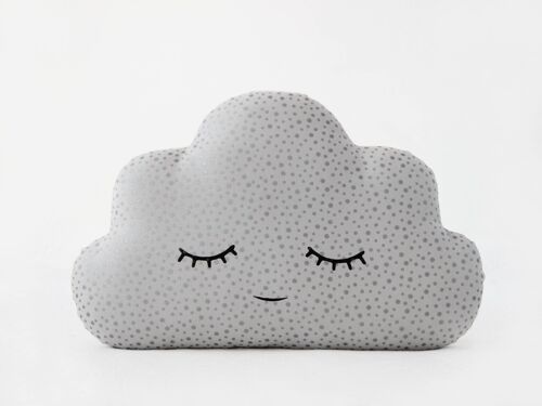 Sleepy Gray Cloud Cushion With Silver Dots