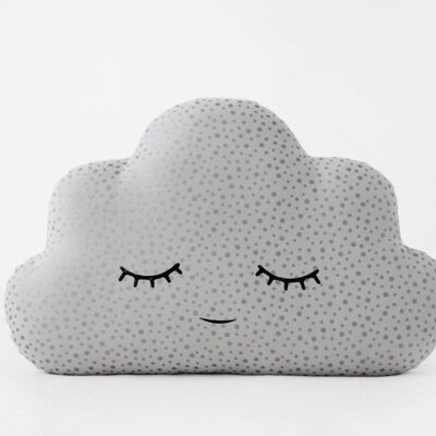 Sleepy Grey Cloud Kissen mit silbernen Punkten