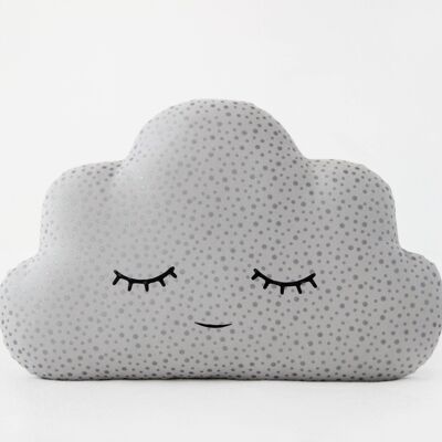 Sleepy Gray Cloud Cushion With Silver Dots