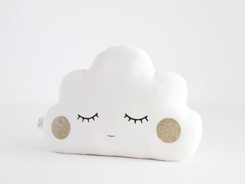 Sleepy White Cloud Cushion With Gold Cheeks