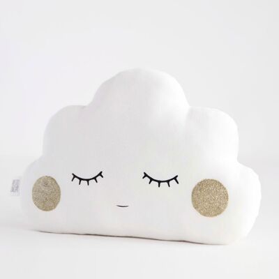 Sleepy White Cloud Cushion With Gold Cheeks