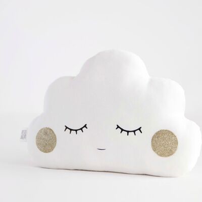 Sleepy White Cloud Cushion With Gold Cheeks