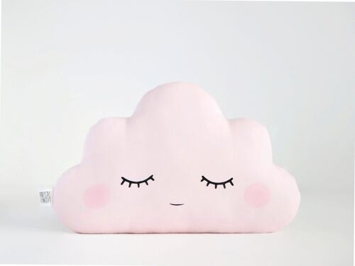 Sleepy Pale Pink Cloud Cushion With Pink Cheeks