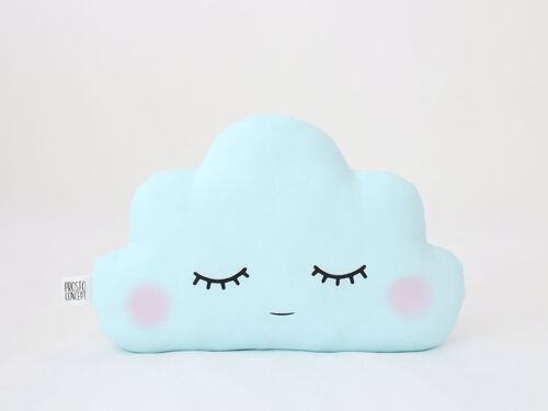 Sleepy Blue Mint Cloud Cushion With Pink Cheeks