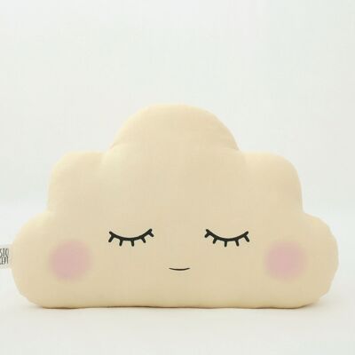 Cojín Sleepy Nube Amarillo Pastel Con Mejillas Rosadas