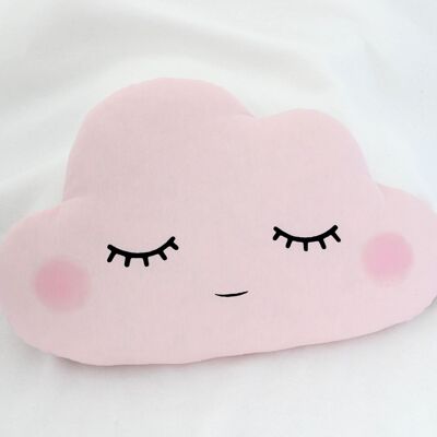 Cuscino a forma di nuvola grande rosa pallido Sleepy con guance rosa