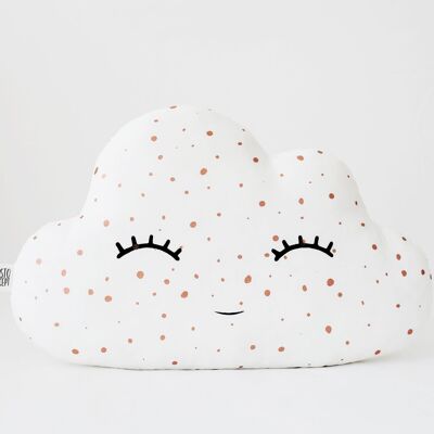 Smiling White Large Cloud Cushion With Rose Gold Dots