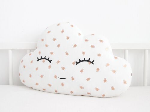 Smiling White Large Cloud Cushion With Gold Scarabs