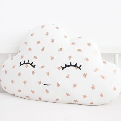 Smiling White Large Cloud Cushion With Gold Scarabs