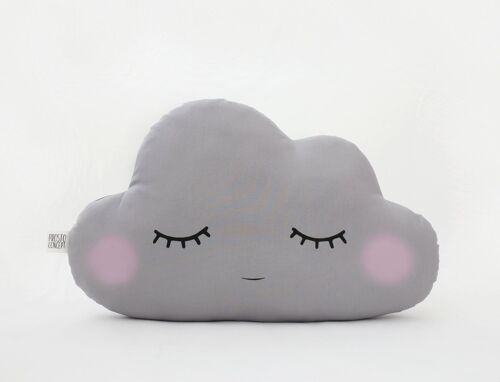 Sleepy Gray Large Cloud Cushion With Cheeks