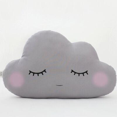 Sleepy Gray Large Cloud Cushion With Cheeks