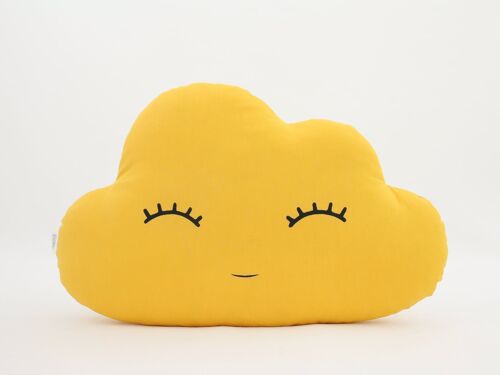 Smiling Mustard Yellow Large Cloud Cushion