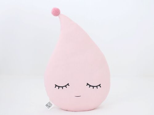 Sleepy Pale Pink Raindrop Cushion With Pink Pompom