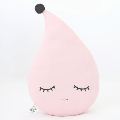 Sleepy Pale Pink Raindrop Cushion With Black Pompom